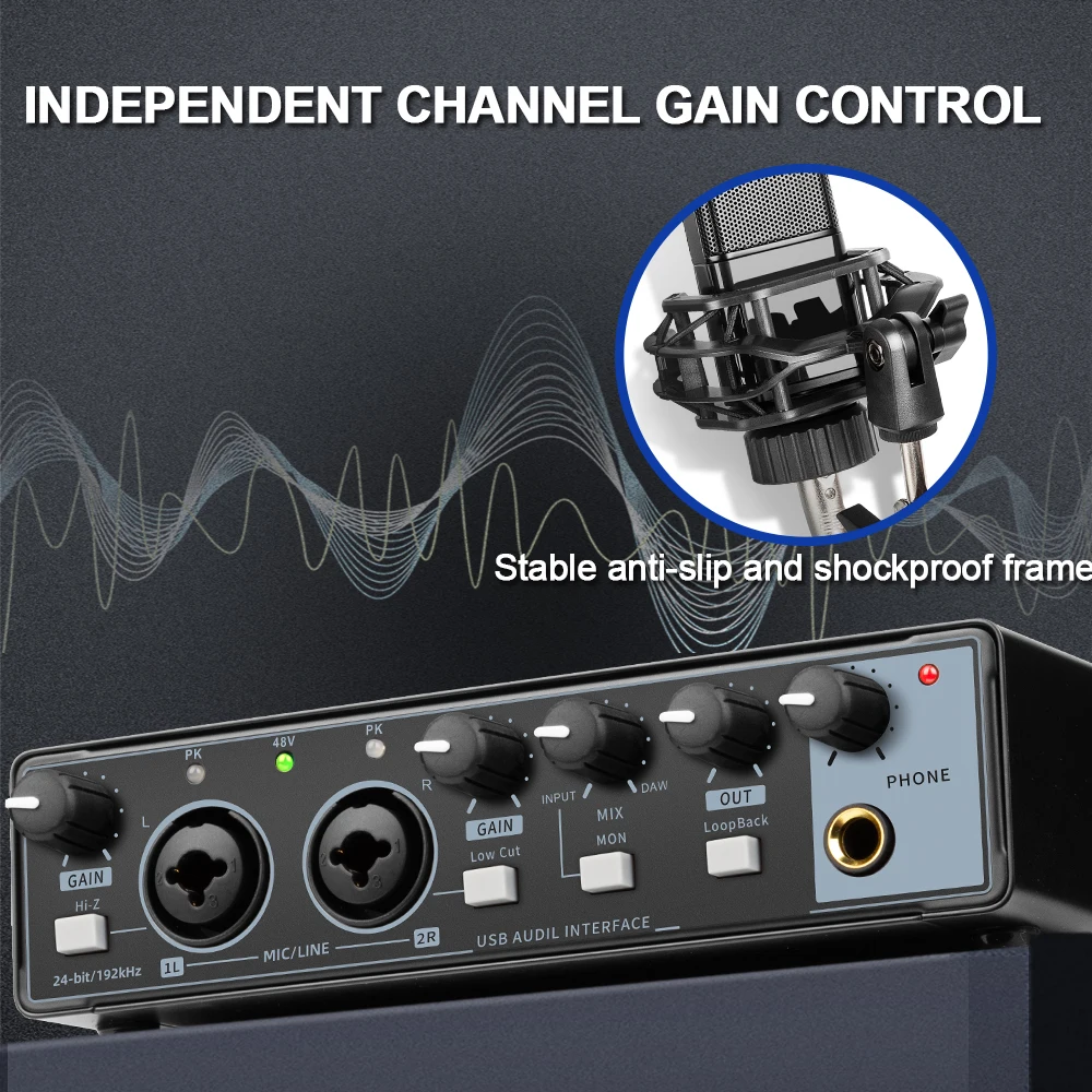 بطاقة صوت DEPUSHENG MD22 واجهة تسجيل احترافية