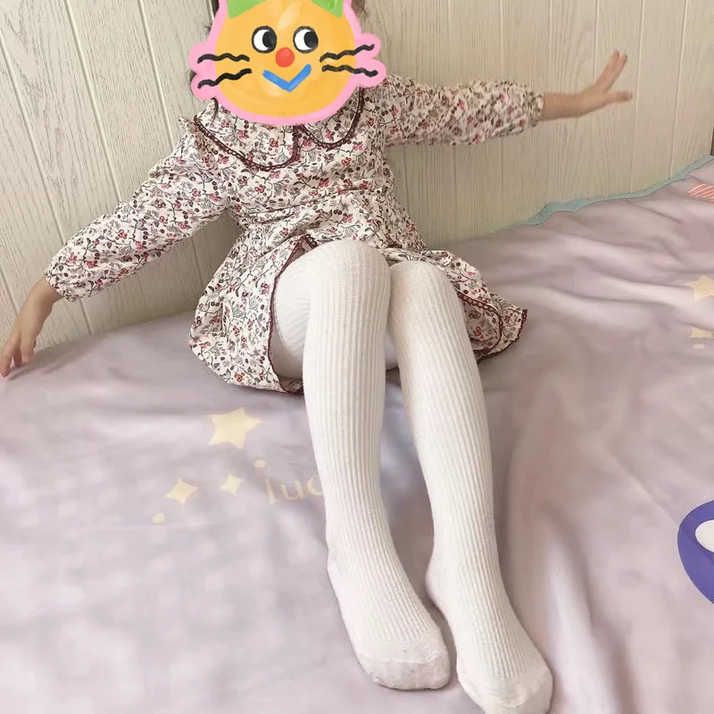 Children tights Baby Autumn Winter Ribbed Stockings Cotton Warm Pantyhose Solid Candy Color