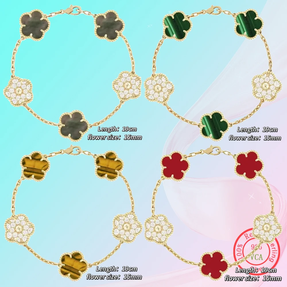 

2024 New Product Hot Selling High Quality Natural Gemstones 4-5 Leaf Grass Women's Bracelet Luxury Jewelry Free Delivery Gift