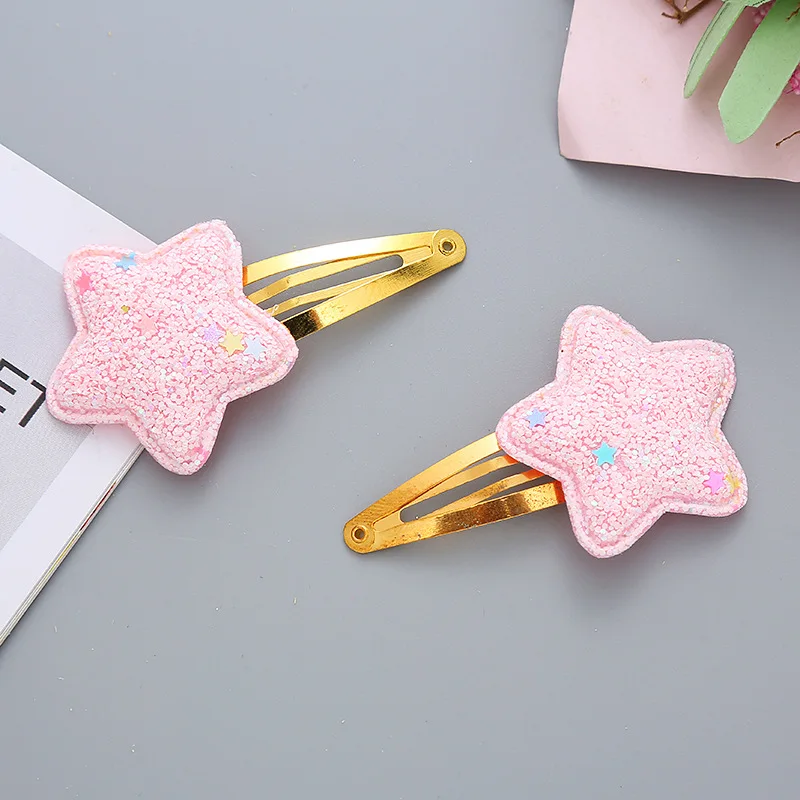 2pcs Korean Candy Color Shiny Star Bb Clip Children Pentagram Hairpin Side Clip Headwear Girls Kids Women Hair Accessories