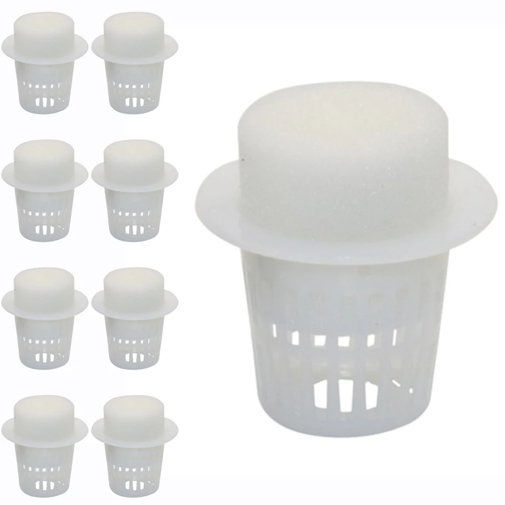 Grow Orchids Hydroponics Cups Planting Mesh Pot Soilless Net Basket Slotted Colonization Container Black White 50Pcs 2/3 Inch