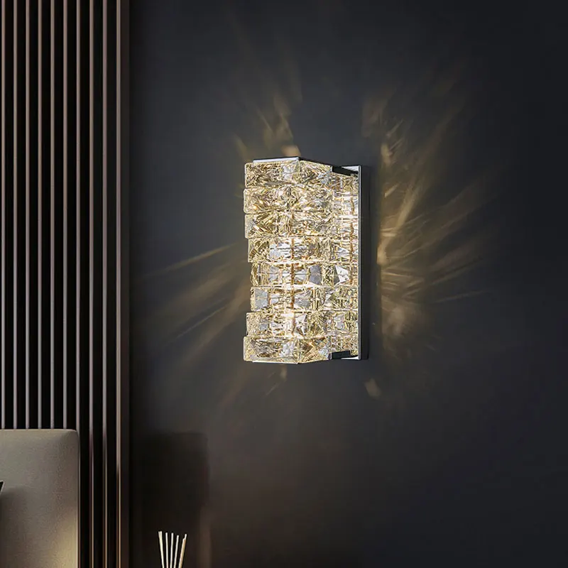 럭셔리 크리스탈 LED 벽 조명 침실 침실 거실 홈 호텔 골드 크롬 현대 장식 Sconce 실내 비품