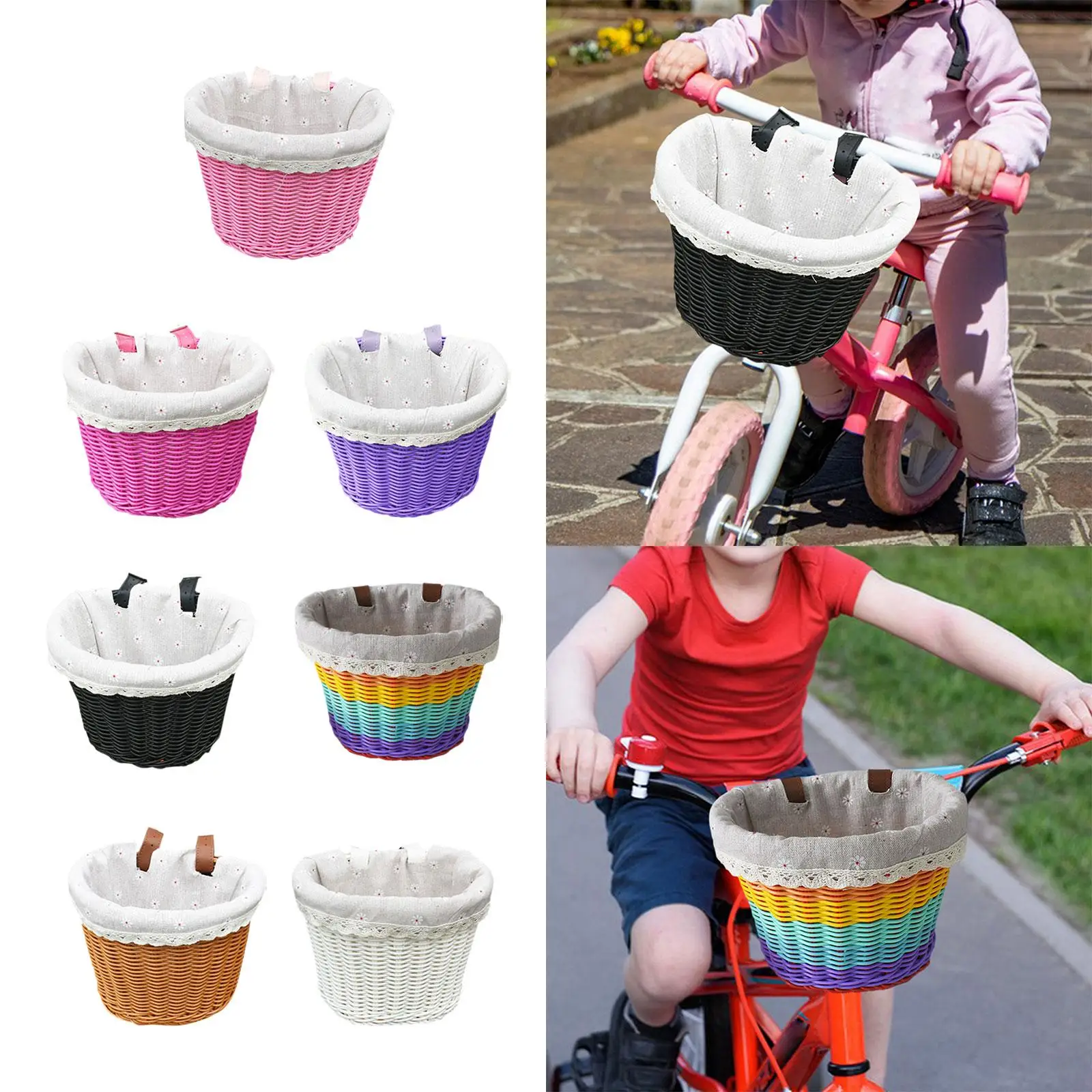 Kids Bike Basket,Bike Hanging Basket,Waterproof Detachable Bike Storage Basket,Handlebar Basket for Boys Girls School Outdoor