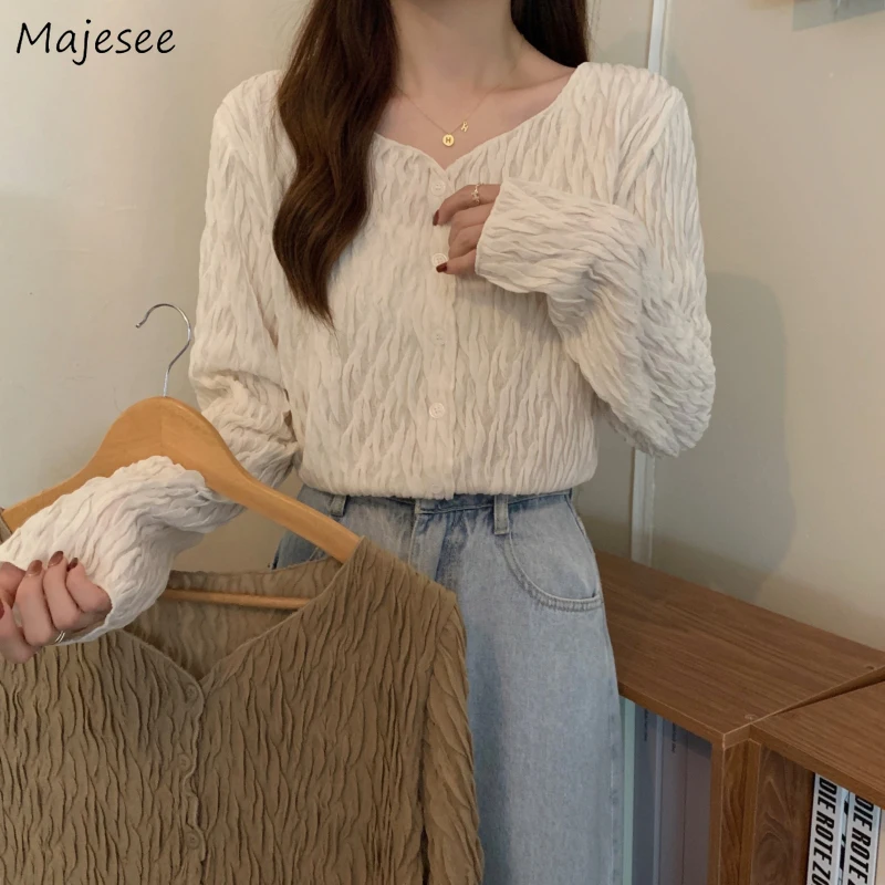 

Женский кардиган с длинным рукавом, Свободный кардиган во французском стиле с V-образным вырезом, корейская мода, весна