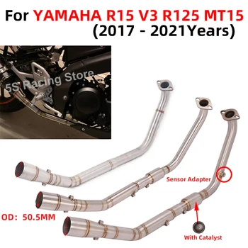 For YAMAHA YZF-R15 YZF R15 V3 R125 MT15 MT-15 2017 - 2021 Motorcycle Exhaust System Moto Escape Muffler Front Middle Link Pipe