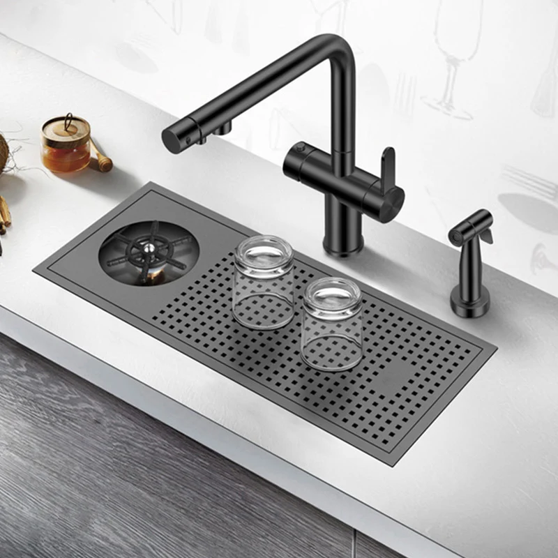 ASRAS SUS 304 Stainless Steel Nanometer Black Cup Rinser Bar Counter Sinks Handmade Cup Washer For Milk Tea Cafe Fast Food Shop 2