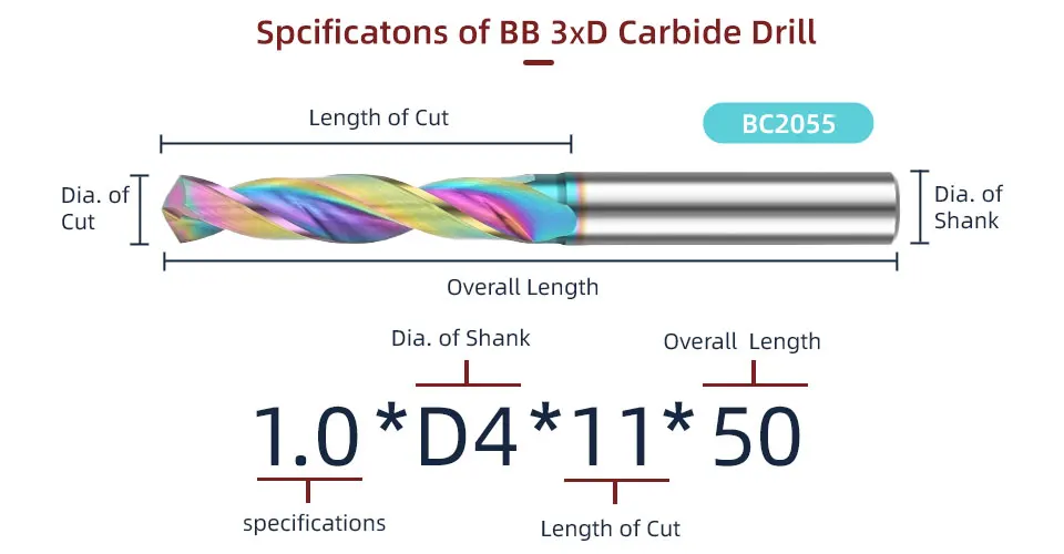 Bb dlc beschichtung karbid bohrer 3xd 9,65-20mm durchmesser externe kühlung cnc bearbeitung für aluminium kupfer bc2055 – Detail 5