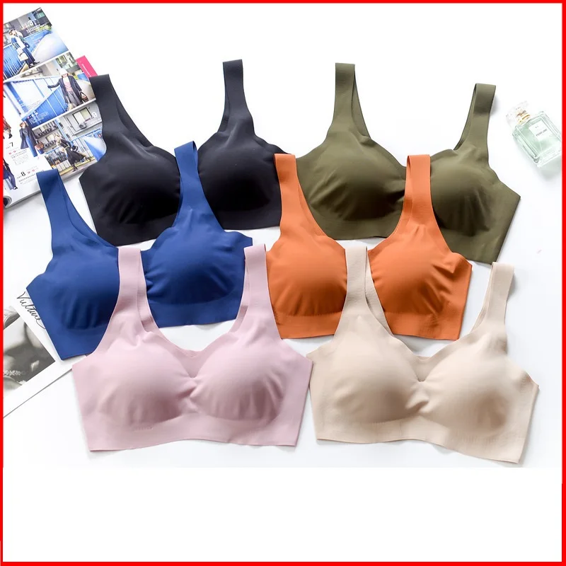 

Ice Silk Bra Push Up Seamless Sports Vest Bras Womens Underwear Lingerie Top Padded Bralette Soutien Gorge нижнее белье женское