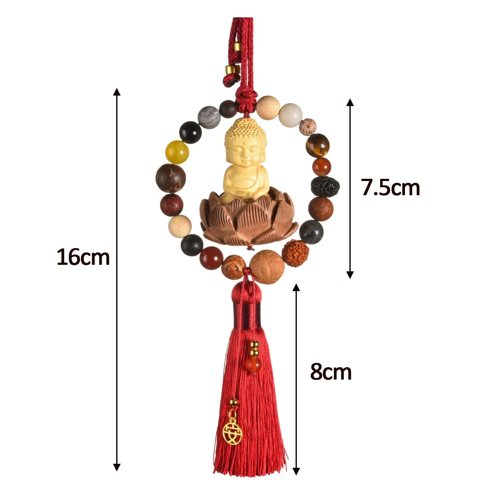 Buddha Statue Car Rearview Mirror Pendant Gift Tassel Car Hanging Decoration