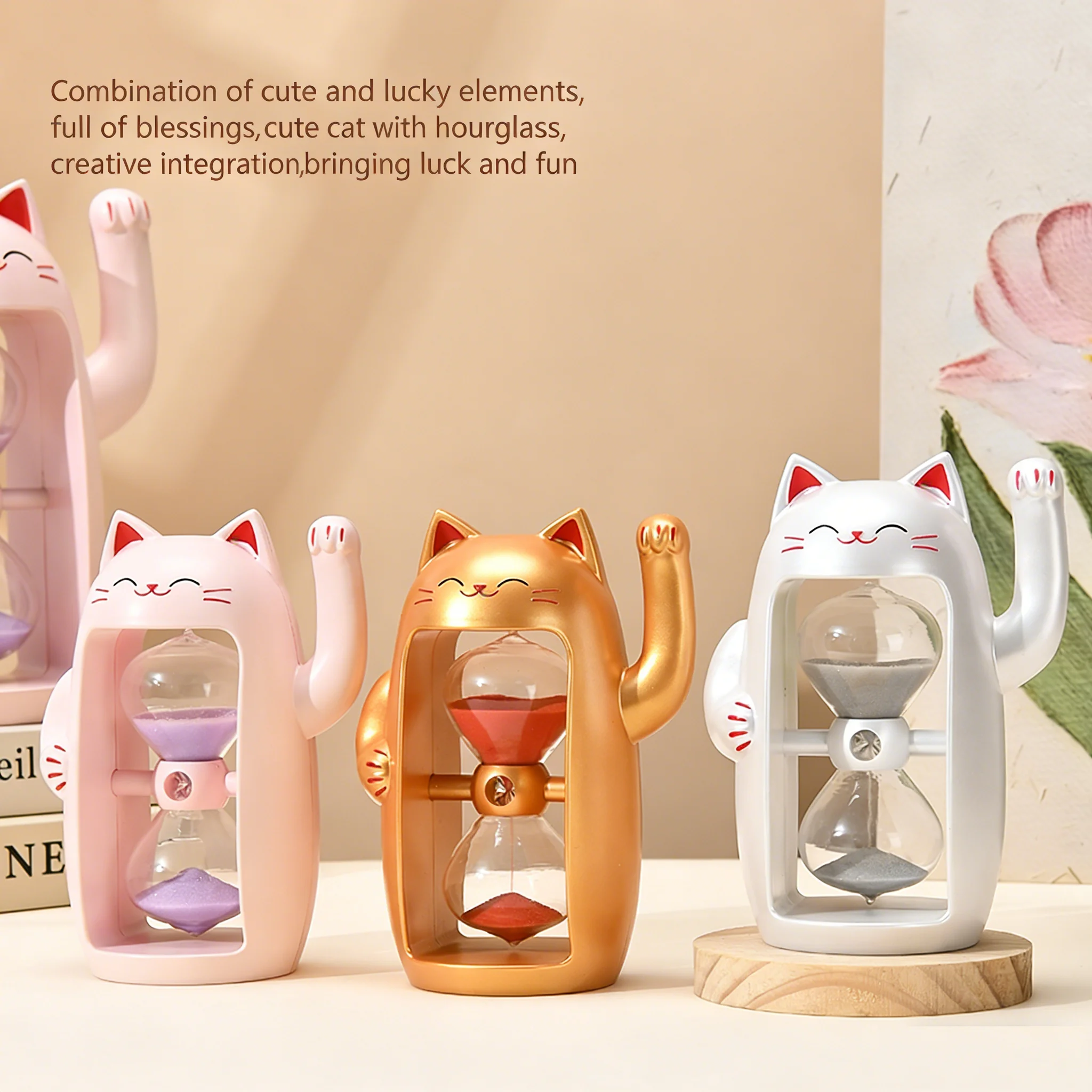 행운의 고양이 모래시계 3분/15분/30분 색깔있는 모래시계 모래시계 타이머 파티 장식 홈데코 선물