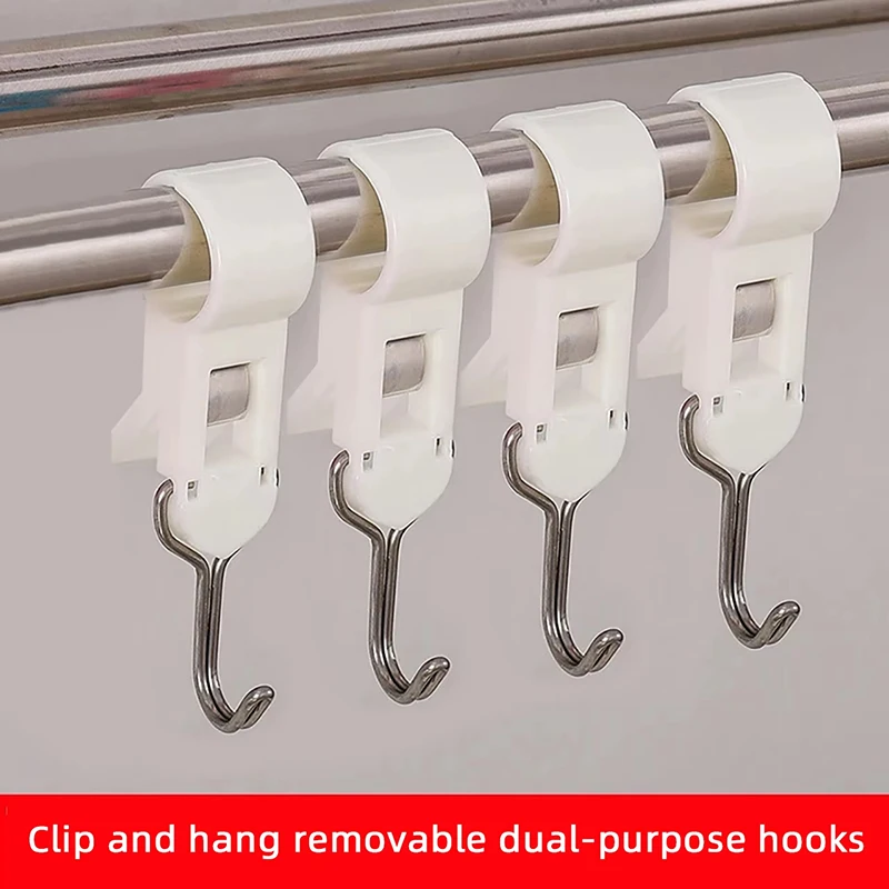 4pcs Clip Hooks Tube Clamp Hook Kitchen Bathroom Multi-function Hanger Hook For Clothes, Bags, Towels, Homes, Kitchens Bathrooms