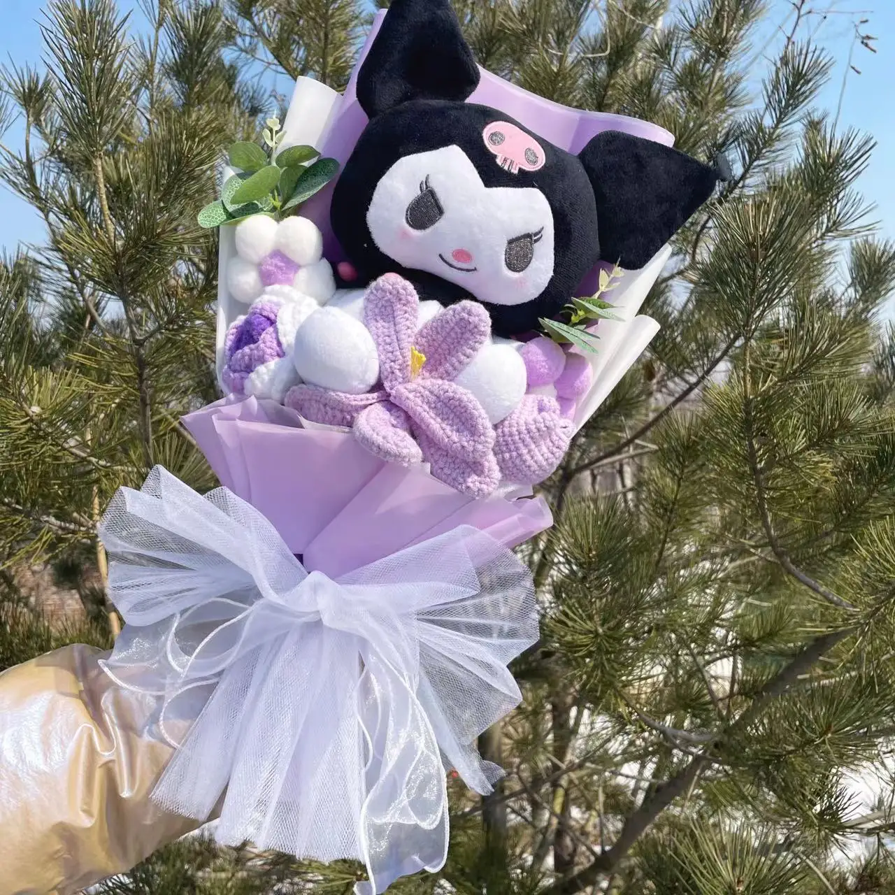 Cartoon My Melody Kuromi Cinnamoroll Kt Cat Plush Doll Toy Sanrio Bouquet Gift Box Valentine's Day Christmas Graduation Gifts 2
