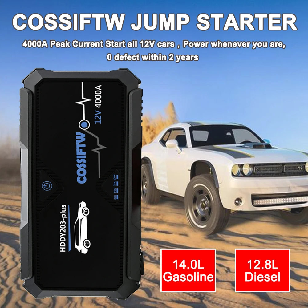 

Car Jump Starter Power Bank 4000A Car Battery Charger Auto Emergency Booster Gasoline Diesel 12V Starting Device Free Shipping