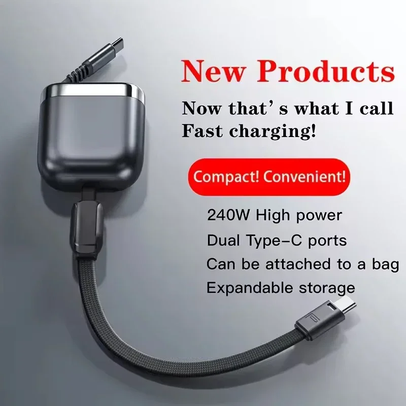 240W USB C 접이식 케이블 아이폰 17 16 15 아이패드 삼성 고속 충전기 미니 사이즈 480Mbps 타입-C to USB C 데이터 케이블 장치용
