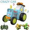 Mini Rc Car With Music Lights Crazy Jumping Vehicle Infrared Remote Control Stunt Cars Walk Upright Rc Truck Funny Children Toys 1