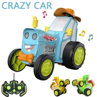 Mini Rc Car With Music Lights Crazy Jumping Vehicle Infrared Remote Control Stunt Cars Walk Upright Rc Truck Funny Children Toys 1