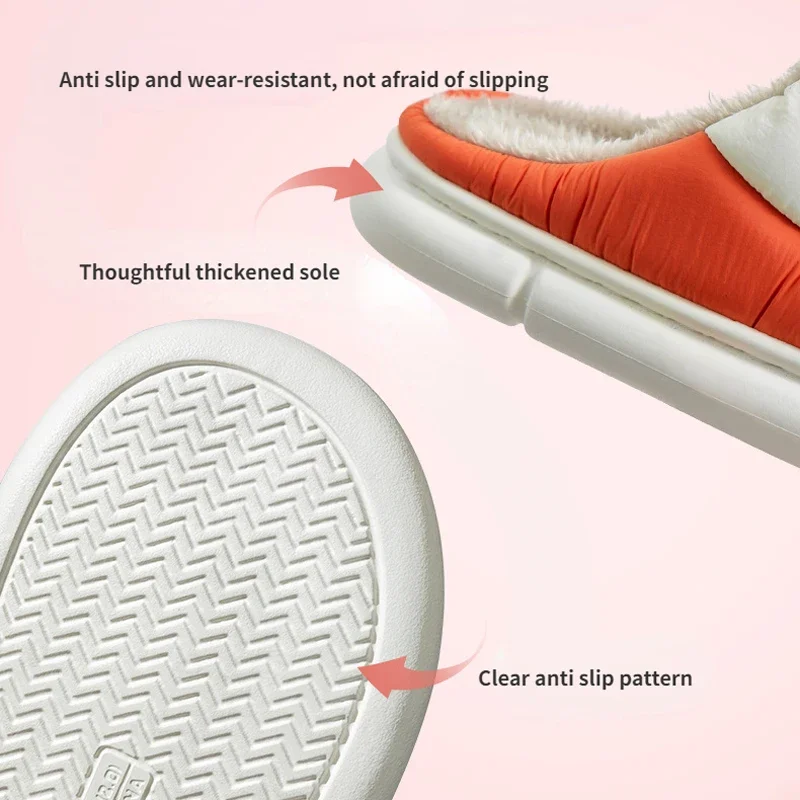 Home Fuzzy Slipper Women Winter Warm Fur Plush Non Slip Indoor Lazy Female Thermal Furry House Shoe Flat flip flop Male Men — view 6