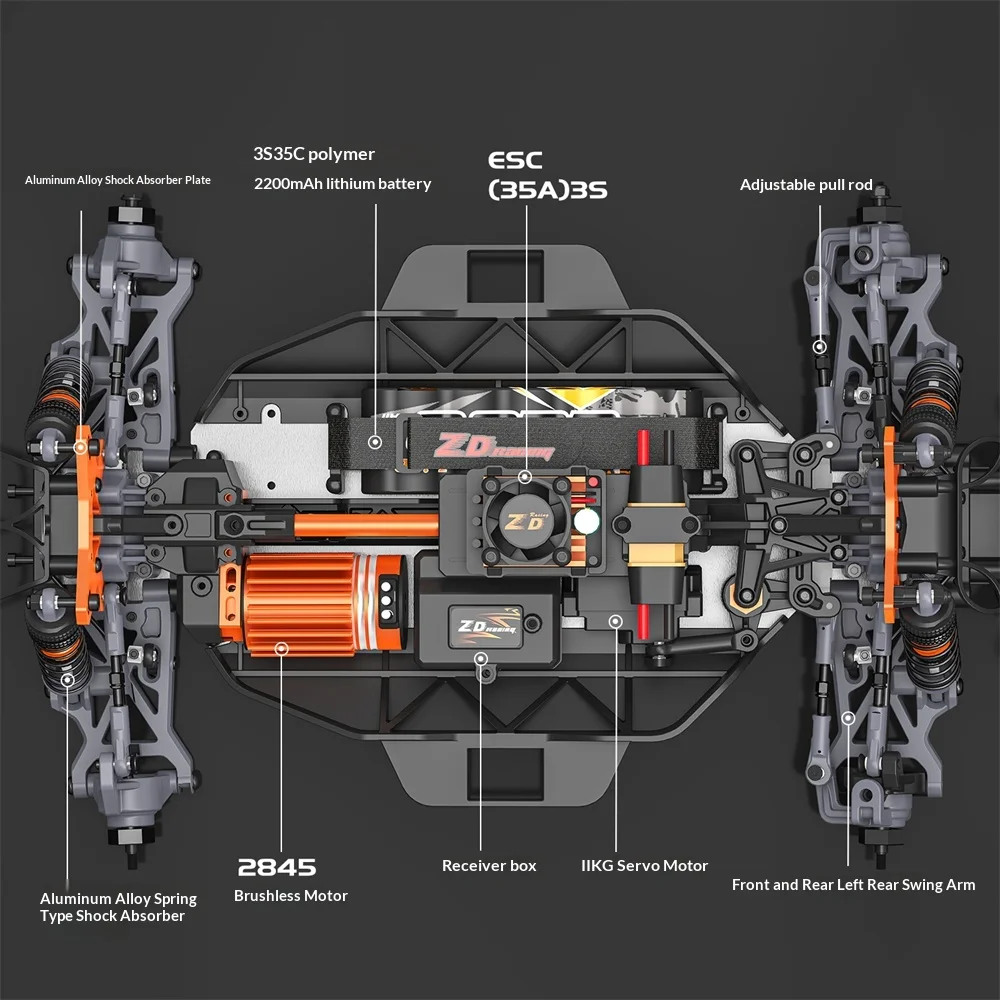 ZD 레이싱 SC12 RTR 1/12 2.4G 4WD 75km/h 3S 브러시리스 RC카 오프로드 숏코스 트럭 알루미늄 합금 섀시 차량 모델