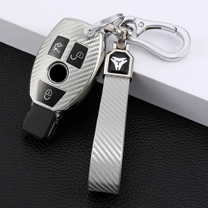 

TPU Carbon Fiber Car Smart Key Case Cover Bag Keychain for Mercedes Benz CLS CLA GL R SLK AMG A B C S Class Keys