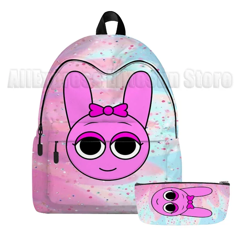2pcs Sprunki School Backpack for Girls Incredibox Cute School Bags Waterproof Bookbag Teens College Student Travel Shoulder Bag - Image 6