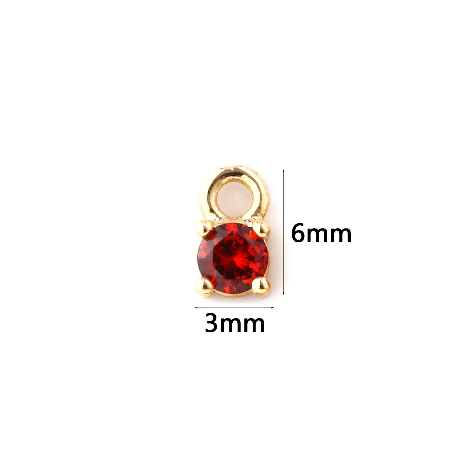 5 Stück Mini-Rundanhänger aus Messing und Zirkonia mit Geburtsstein, 18 Karat vergoldet, Anhänger für die Herstellung von Halsketten und Armbändern, 6 mm x 3 mm – Detail 9