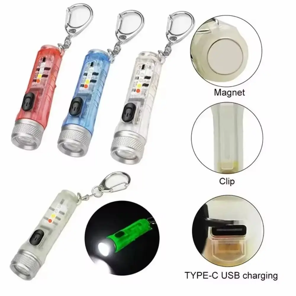 Type-C Charging Mini Flashlight Emergency Lamp Magnetic Attraction Keychain Light ABS Lightweight Portable Flashlight Camping led flashlight mini flashlight led flashlights camping light mini led flashlight led torch light