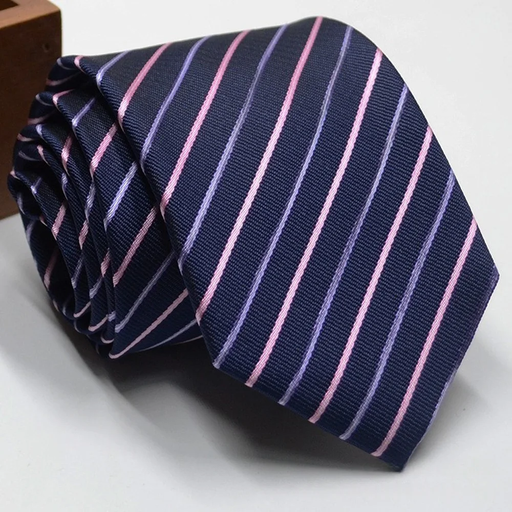Classic Stripe Necktie - Business Formal Tie for Men 8cm Blue Black Pink Red