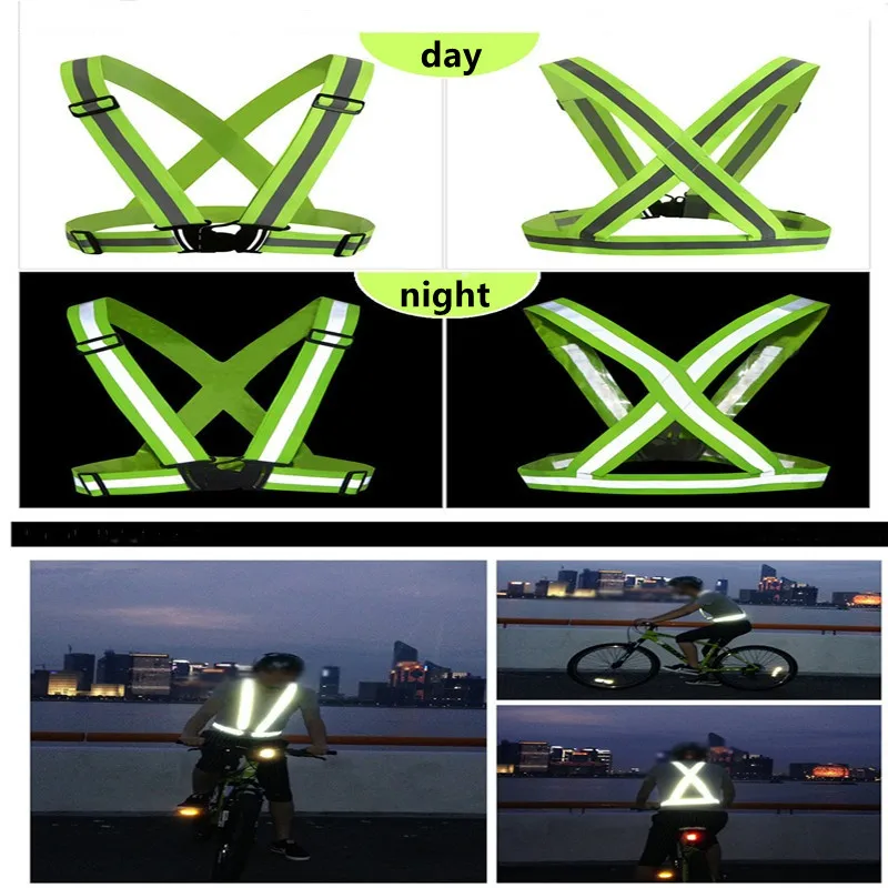 Adjustable Safety Reflective Visibility Striped Vest Jacket Elastic Highlight For Night Security Running Riding Cycling Sports reflective safety vest reflective safety jacket