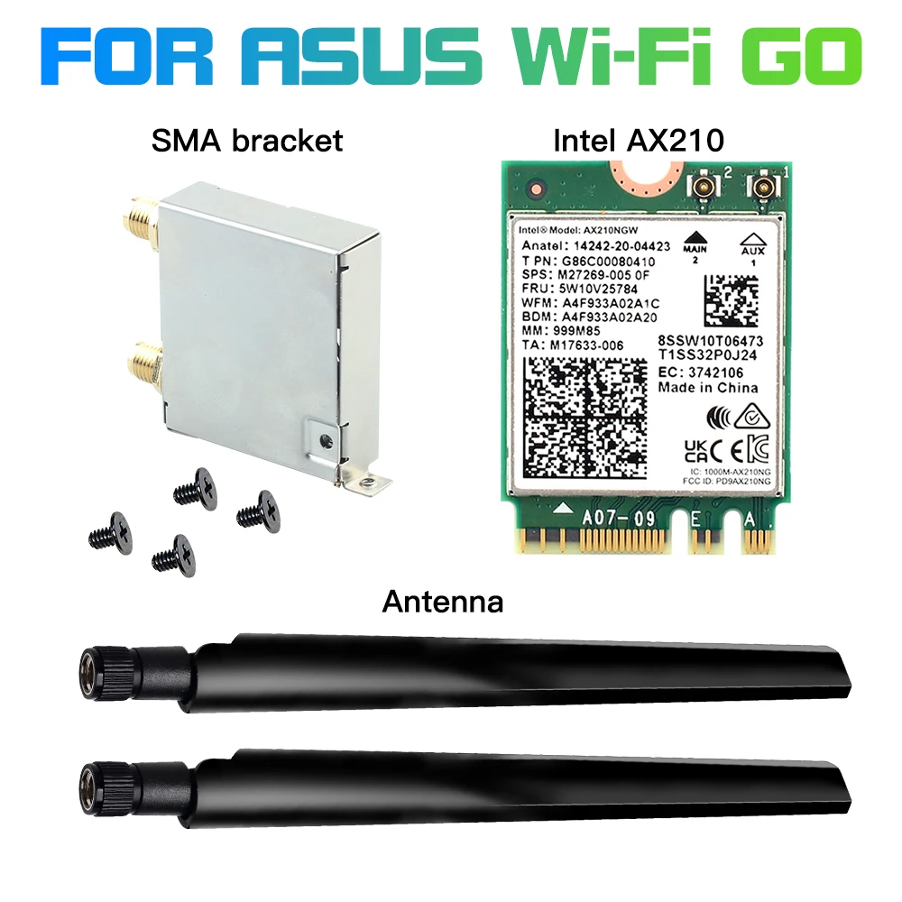 Adaptador sem Fio para Asus Wifi go Ax210 Placa de Rede 6e Módulo Bluetooth 5.3 5374mbps B550 X570