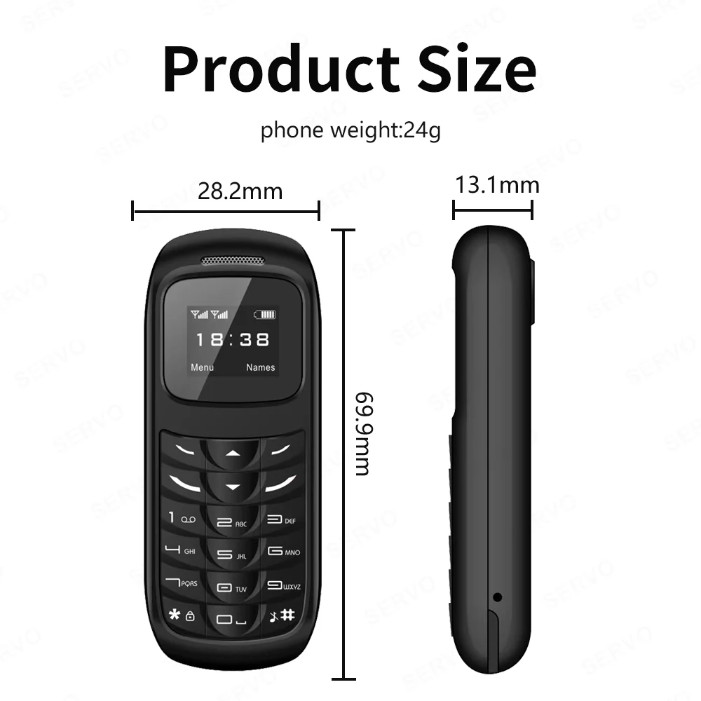 SERVO BM70 Mini Cute Mobile Phone Back-Up 2G Alarm Clock Low Radiation Bluetooth Earphone Functional Portable Keyboard Cellphone