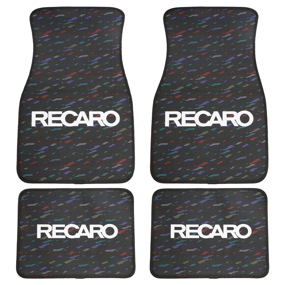 4pcs RECARO Le Mans Confetti Fabric Mat Plush Rug Carpet Anti-Slip floor mats JDM car mats Pad Protector