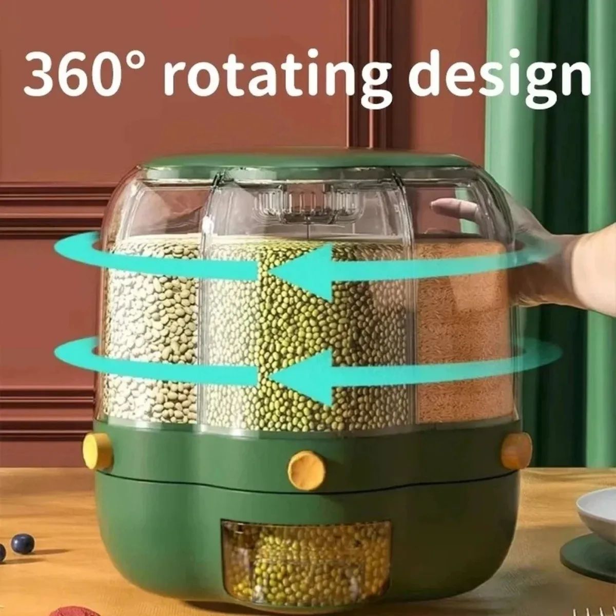 9kg Grains Storage Box 360° Rotating Separated Sealed Grain Rice Dispenser Kitchen Moisture-proof Food Container Storage Box 2