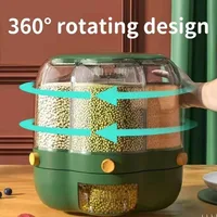 9kg Grains Storage Box 360° Rotating Separated Sealed Grain Rice Dispenser Kitchen Moisture-proof Food Container Storage Box 2