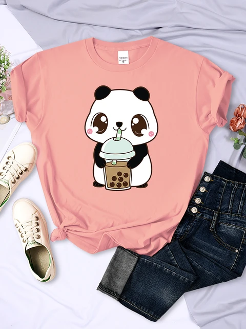 Moda Roupas Senhoras Panda Adorável Tendência Dos Desenhos Animados Roupas  De Manga Curta Gráfico T Camisa De Verão Camiseta Feminina Topo Feminino -  Camisetas - AliExpress