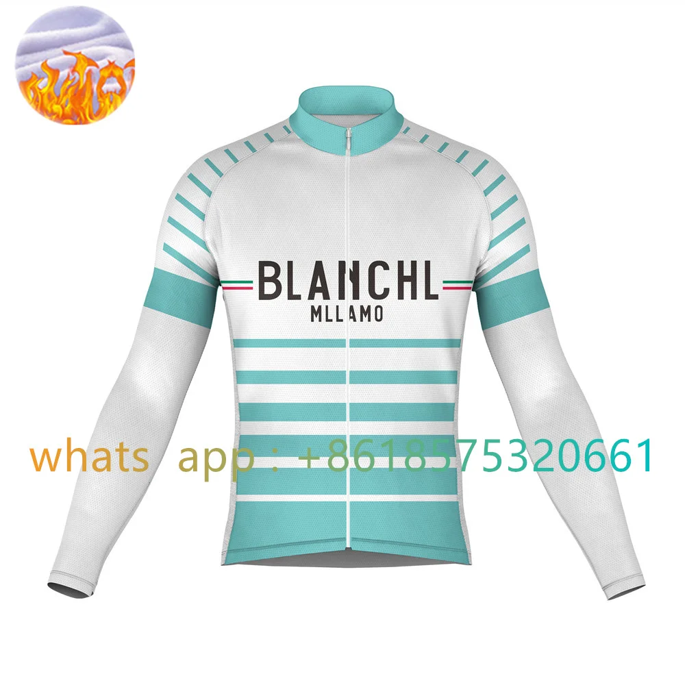 

Blanchl Mllano 2023 New Perticara Long Sleeve Winter Cycling Jersey Celeste