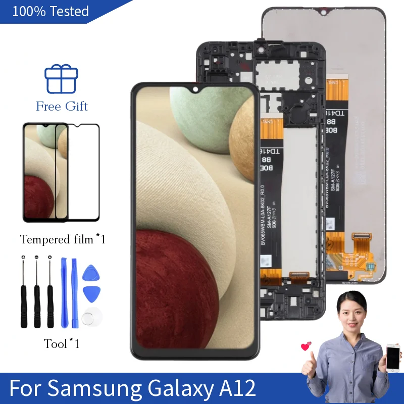 ЖК-экран A12 для Samsung Galaxy A12, дисплей SM-A125F/DSN SM-A125F/DS, цифровой преобразователь сенсорного экрана A127F 6,5