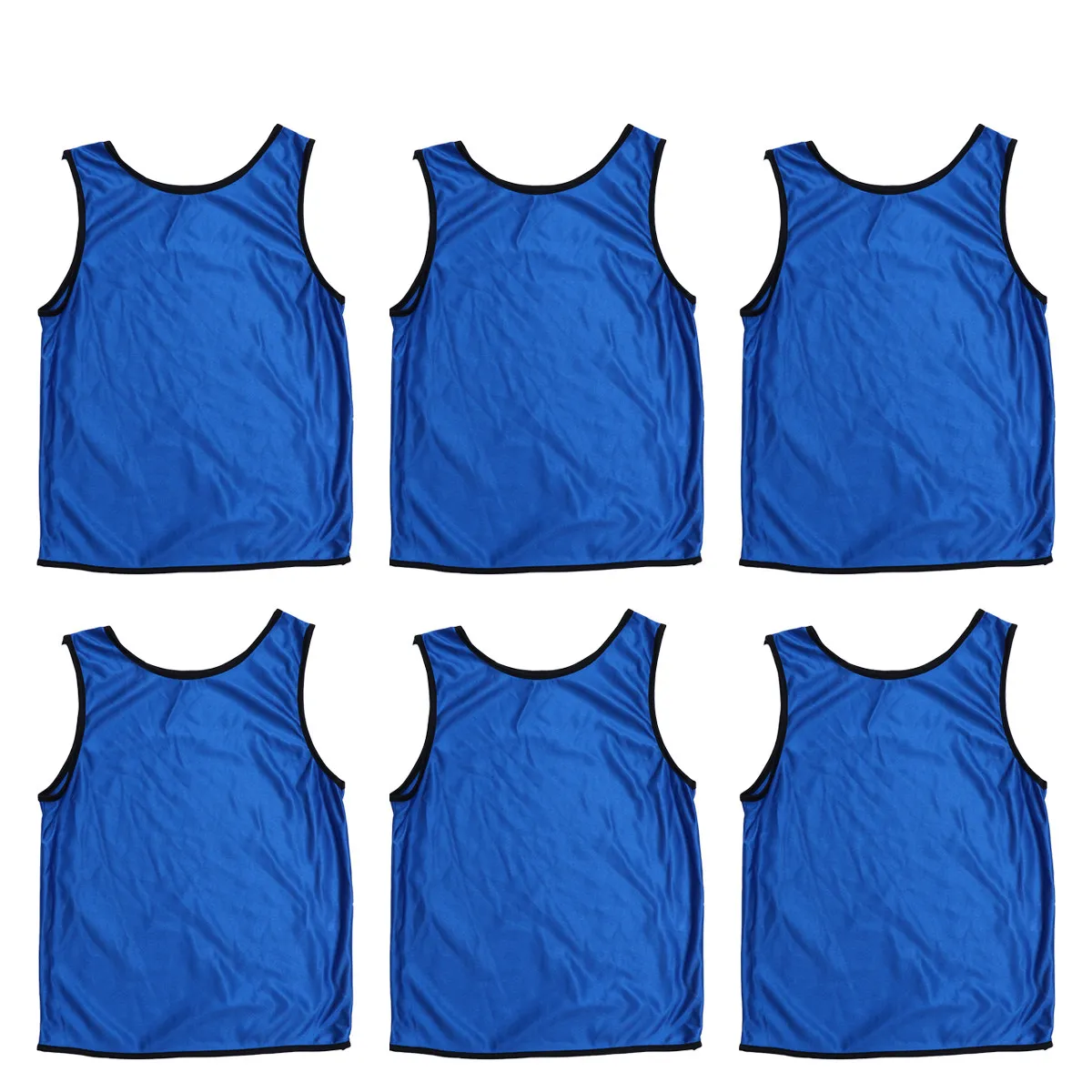 6Pcs 어린이 훈련 조끼 진한 파란색 통기성 부드러운 폴리 에스터 여름 스포츠 민소매 셔츠 축구 농구 팀 착용
