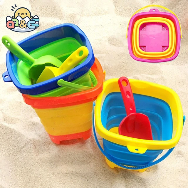 1 Pc Portable Children Beach Bucket Sand Toy Foldable Collapsible Plastic  Pail Multi Purpose Summer Party Playing Storage