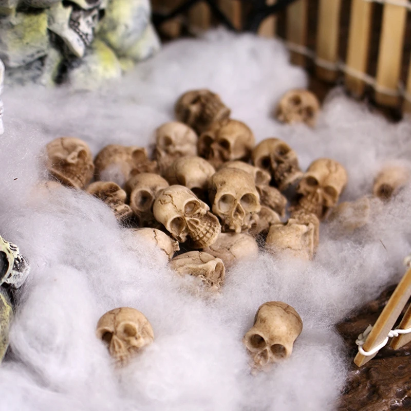 10/20pcs Halloween Skull Heads Model Scary Prank Props Mini Resin Skeleton Ornament Halloween Party Decorations Haunted House