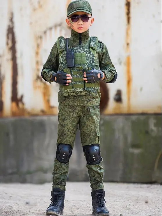 Russian Military Uniform Children Green Army Suit Spring Kids Outdoor
