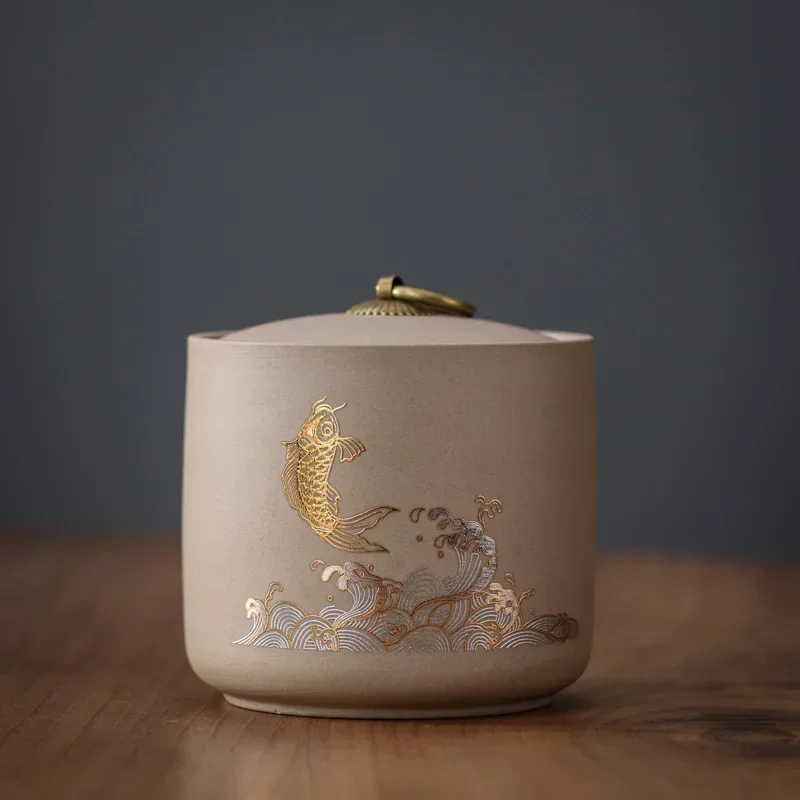 Coarse Pottery Tea Sealed Jar tea tin box tea canister ceramic storage jar airtight container