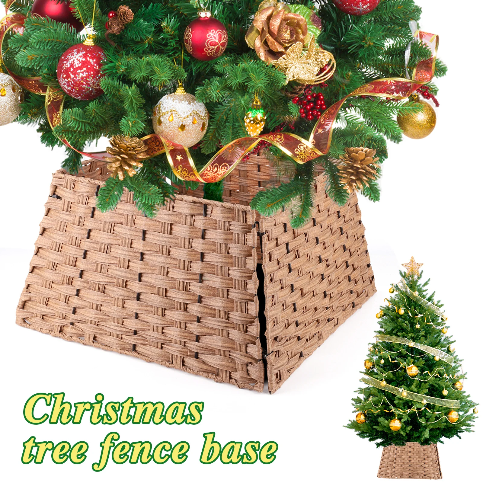 Christmas Tree Woven Rattan Base Cover Basket