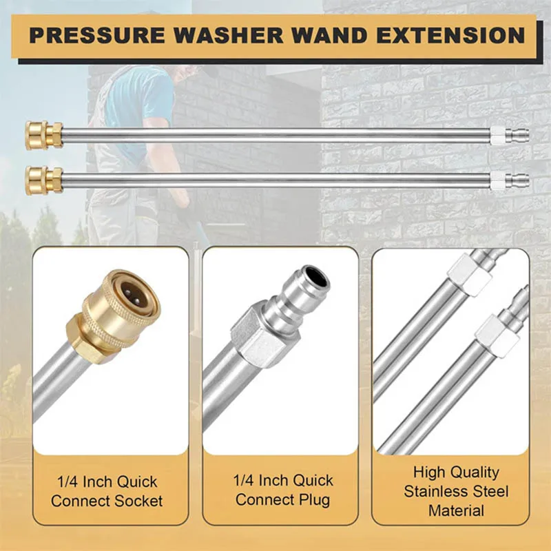Pressure Washer Extension Wand Stainless Steel Quick Connect 1/4 Inch Heavy-Duty Upgrade