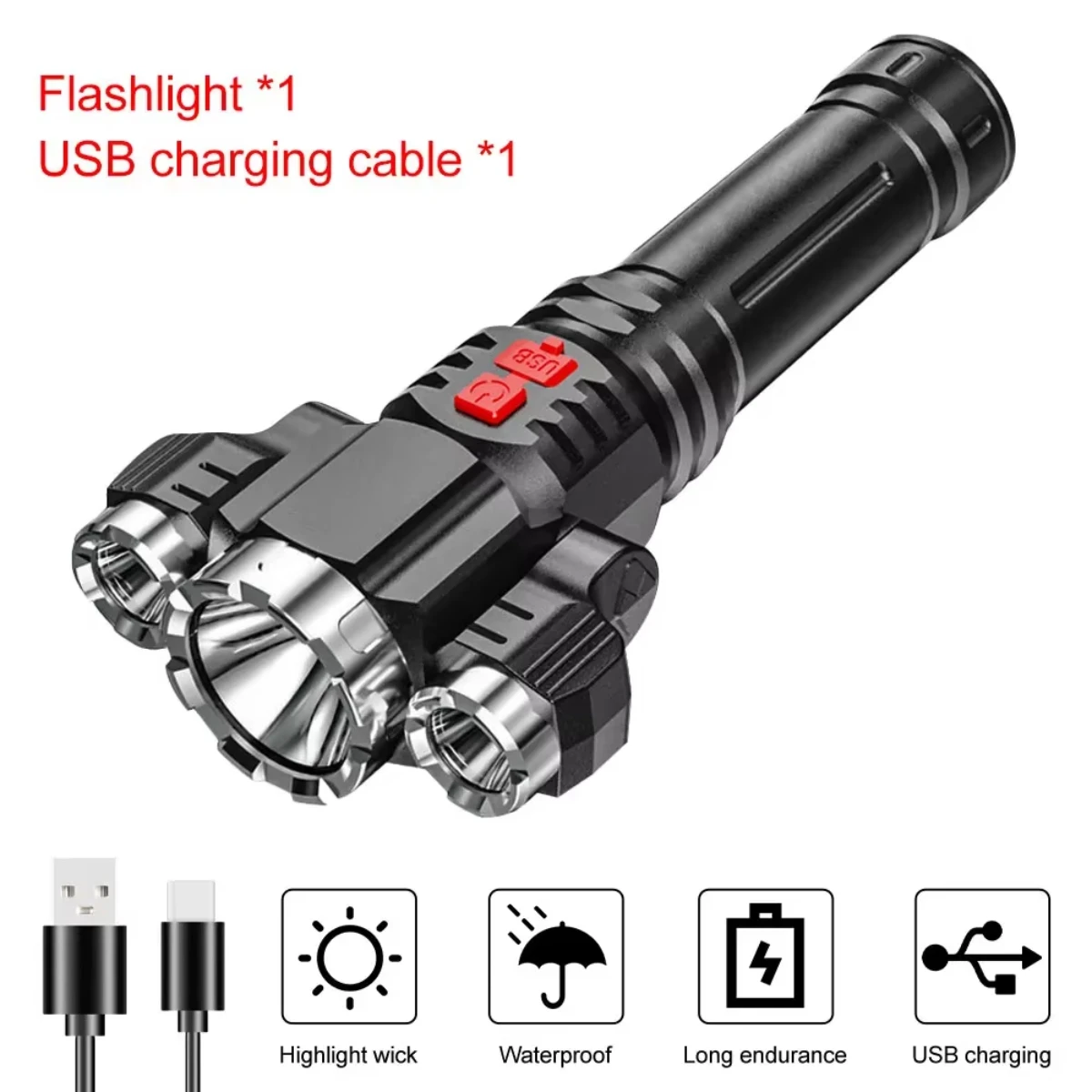 3LED Strong Waterproof LED Flashlight, Portable Camping Bike Light, Remote Outdoor, Car Emergency, Life-Saving Equipment 6