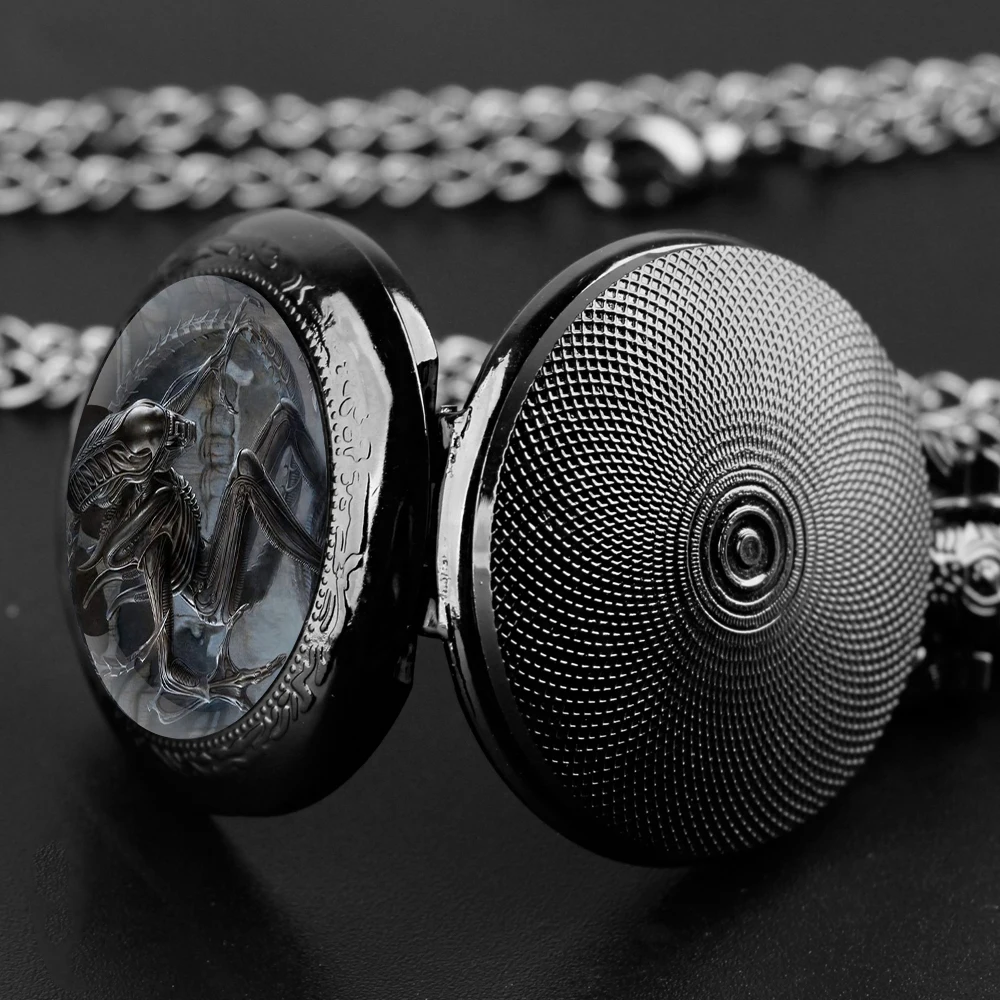 Cool Alien Design Vintage Quartz Pocket Chain Watch Necklace Watches For Men Women Unique Gifts Mens Birthday Gifts for Boys quartz watch pocket watch