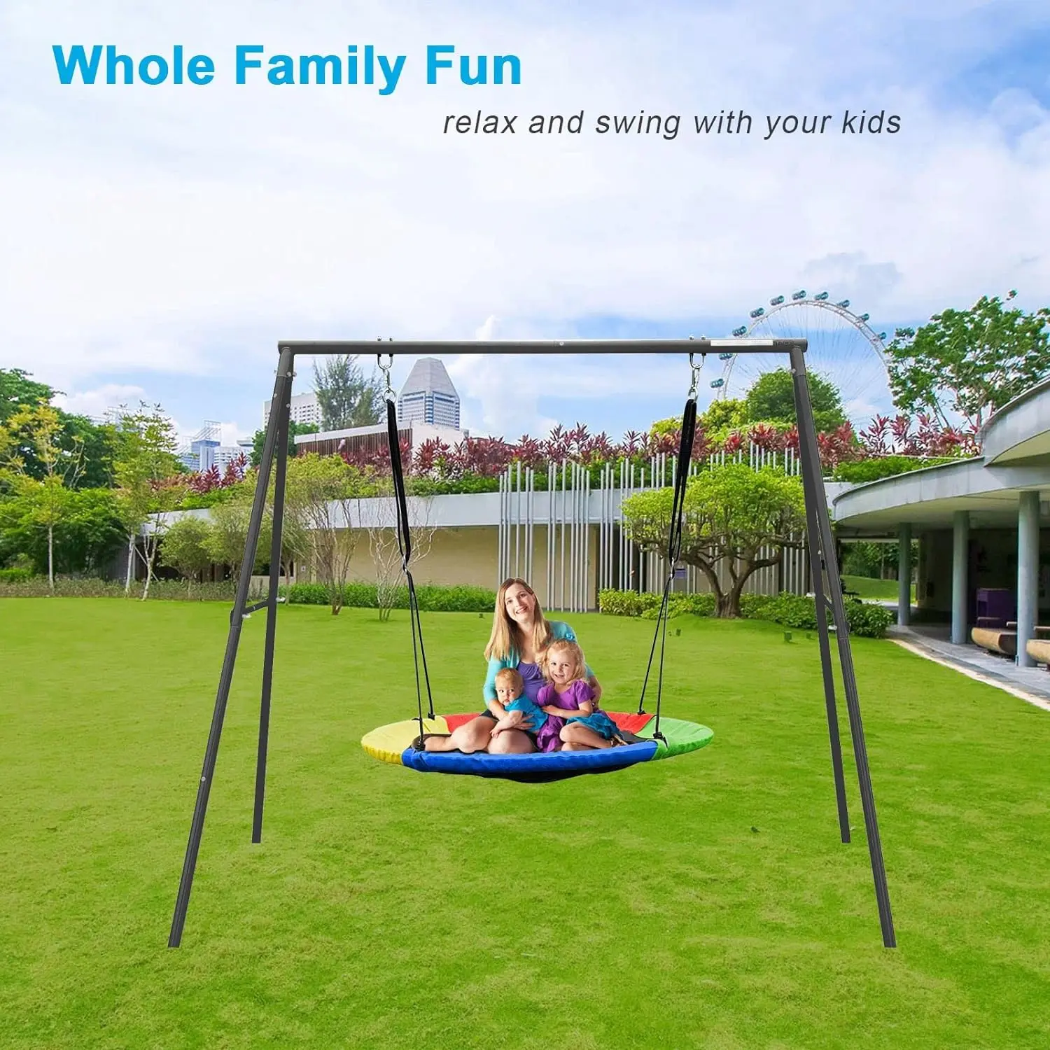 

Anti-Rust and All Weather Resistance,Suit Saucer Swing,Swing Chair for Kids in Backyard,Outdoor (Black Frame Without Swing)