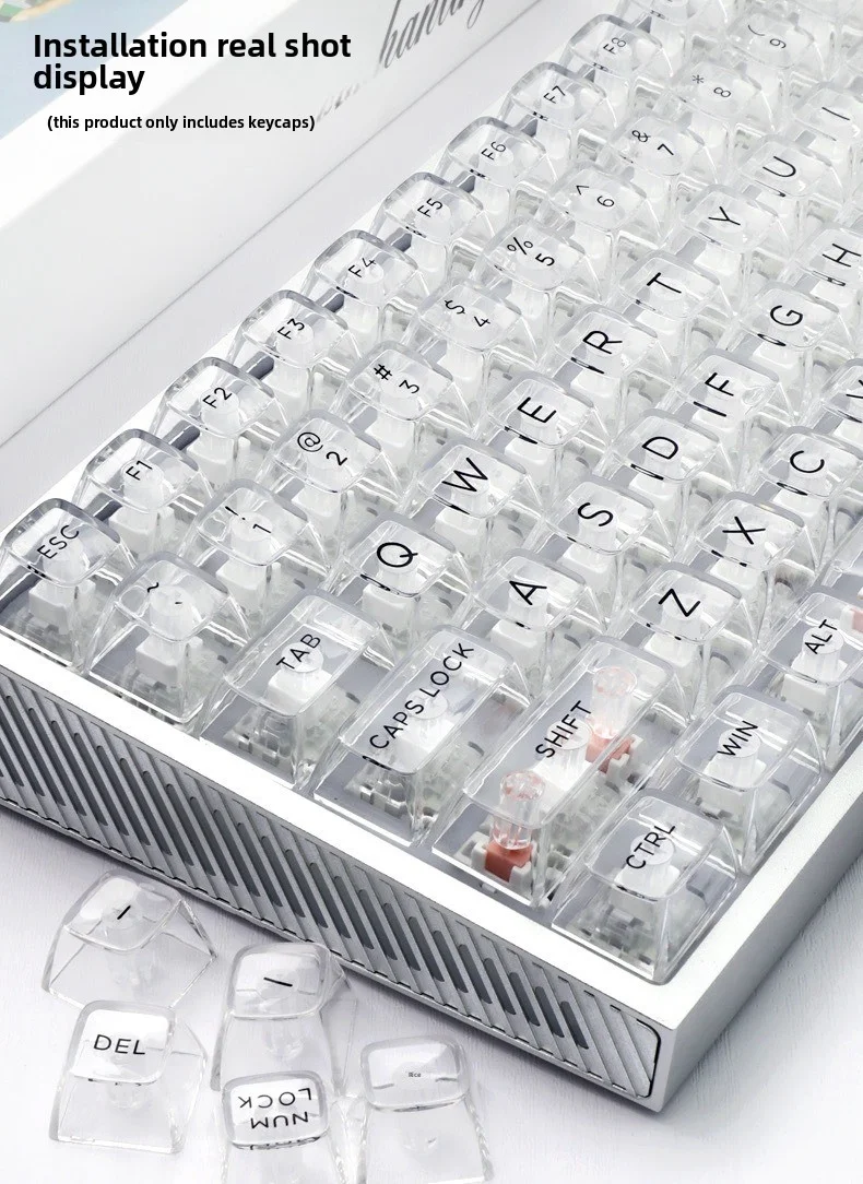 Full Transparent Crystal Keycaps Universal Keycaps for DIY Custom Mechanical Keyboards,Transparent Keycaps 132 Keycaps