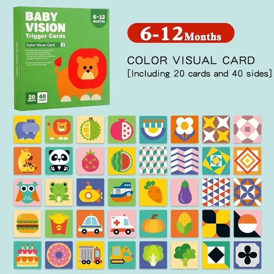 0-36M Newborn Visual Learning Book Baby Vision Stimulation Card Black and White Contrast Card Early Education Toy Montessori Toy 4