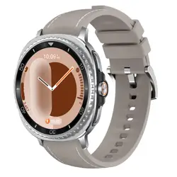 Premium Silicone and Leather Watch Strap - Comfortable and Stylish Wristband - 8 classic 46mm (Office grey)