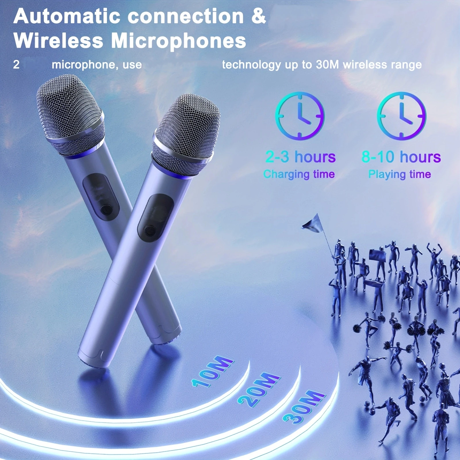 Wireless Bluetooth Speaker Karaoke Machine with 2 Microphone Home Karaoke System with LED Party Light Remote Control